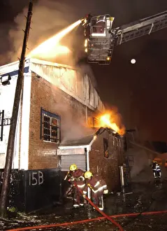 Firefighters attending fire at commercial premises