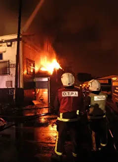 Firefighters attending fire at commercial premises