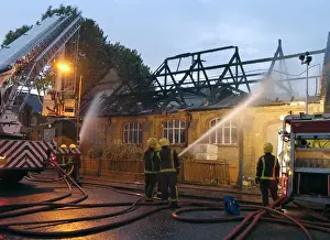 Firefighters dealing with a fire at St Silas Vicarage, SE15
