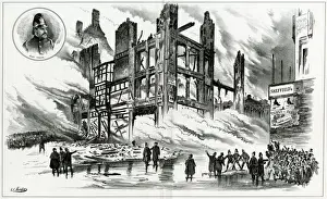 Firefighters at a fire in Fore Street, Birmingham
