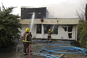 Hosepipe Prints: Firefighters at fire in Isleworth, West London