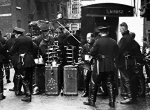 Wapping Prints: Firefighters on refreshment break, Wapping, East London
