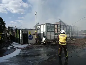 Firefighters respond to a building fire, West London