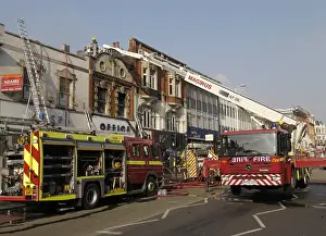 Platforms Prints: Firefighters at scene of fire in Ealing