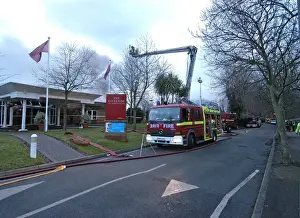 Firefighters at scene of fire at Riverside Drive, Chiswick