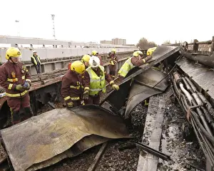 Firefighters at scene of railway fire, West London