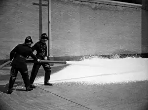 Hosepipe Prints: Firefighters training with foam extinguisher