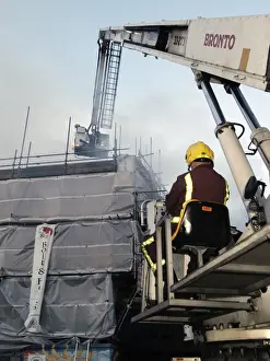 Platforms Prints: Firefighters working at scene of fire in Walthamstow