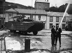 Amphibious Gallery: Firefighting duck vehicle on manoeuvres