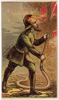 Fireman with hosepipe
