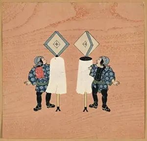 Standards Prints: Two firemen holding the standards of their companies
