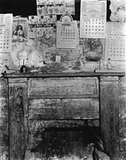 Alabama Collection: Fireplace in Frank Tengles home. Hale County, Alabama