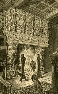 Fire Place Prints: Fireplace of the Hotel Terre Neuve