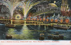 Fireworks Prints: Fireworks display, Dusseldorf Exhibition, Germany