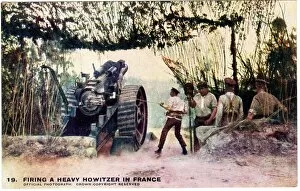 Firing a heavy howitzer in France, WW1