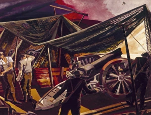 Firing a Howitzer, Western Front, WW1
