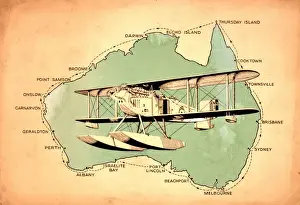 Sydney Prints: First circumnavigation of Australia by seaplane - 1924