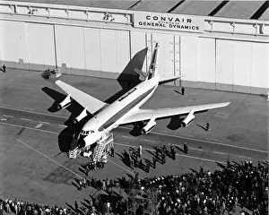 The first Convair 880 N801TW is rolled out of the Convair