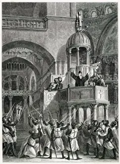 1095 Prints: FIRST CRUSADE Preaching the Crusade. Date: 1095