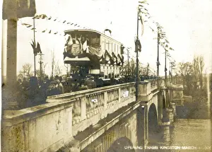 Kingston Prints: First electric tram on Kingston Bridge, Surrey