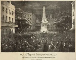 The first flag of independence raised in the South, by the c