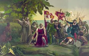 Columbus Prints: First landing of Columbus on the shores of the New World