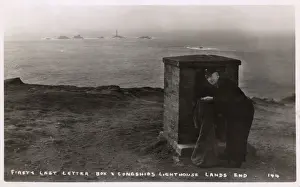 Longships Prints: First and last postbox, Lands End, Cornwall
