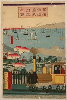 First steam train leaving Yokohama