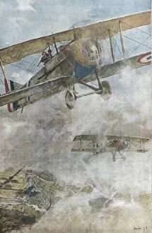Aircrafts Gallery: First World War (1918). French air patrol. Illustration