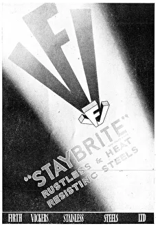 Steels Prints: Firth-Vickers Staybrite Stainless Steels 1942 Advert