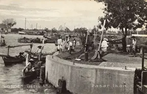Batavia Prints: Fish market, Batavia (Jakarta), Java, Indonesia
