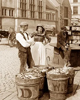 Fish seller in Cornwall Victorian period