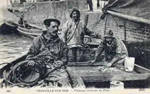 Calvados Prints: Fisherman arriving into port - Trouville-sur-Mer, France