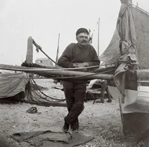 Pebbly Prints: Fisherman with boats, Southwold, Suffolk