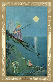 Vivian Prints: The Fisherman - fairy fishing by moonlight