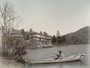 Chuzenji Prints: Fisherman on Lake Chuzenji, Japan