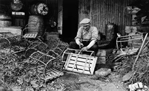 Lobster Prints: Fisherman making and repairing lobster pots
