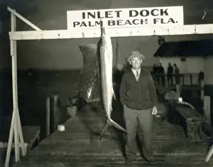 Pride Prints: Fisherman with a sailfish in dock, Palm Beach, Florida, USA
