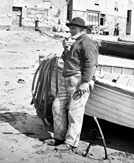Penzance Prints: Fisherman in St Ives or Newlyn or Penzance