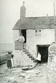 Wickerwork Gallery: Fishermans cottage at Mousehole, Cornwall, England