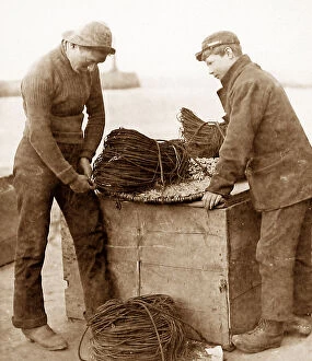 Baiting Collection: Fishermen baiting fishing lines