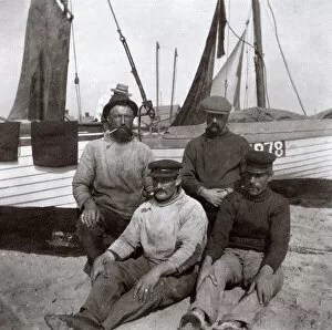 Moustache Collection: Fishermen with boats, Southwold, Suffolk