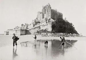 Fishermen near to the Mont St Michel, Normandy, France