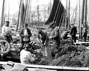 Newlyn Prints: Fishermen in Newlyn Cornwall Victorian period