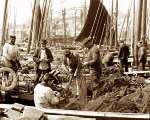 Fishermen in Newlyn Cornwall Victorian period