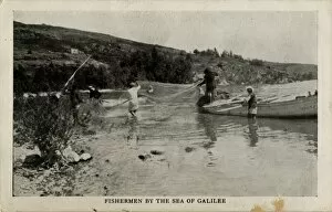 Images Dated 7th February 2012: Fishermen by the Sea of Galilee, Palestine