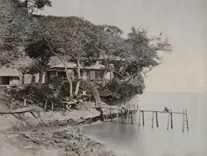 Relax Prints: Fishermen at well-known bathing spot Honmoku near Yokohama