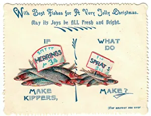Fishmonger Prints: Fishes with comic verse on a Christmas card