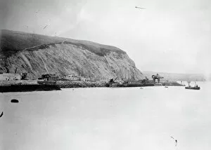 Cliff Collection: Fishguard Harbour Railway Station construction, South Wales