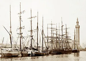 Fishing boats, Grimsby Docks, Victorian period